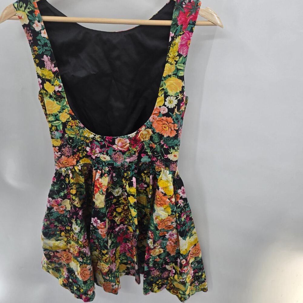 Zara Basic Black Floral Butterfly Fit and Flare Sleeveless Mini Dress Size Small - Picture 2 of 13
